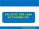 Bài giảng Nghiên cứu khoa học - Bài 1: Các bước tiến hành một nghiên cứu