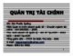 Bài giảng Quản trị tài chính: Chương 1 - ThS. Bùi Phước Quãng