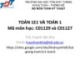 Bài giảng Toán 2: Giới thiệu môn học - ThS. Huỳnh Văn Kha