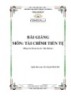 Bài giảng Tài chính tiền tệ: Phần 1 - ĐH Phạm Văn Đồng